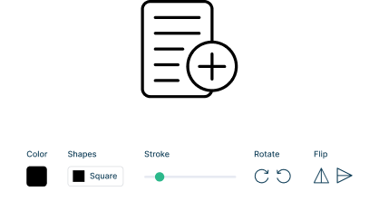 Icon customization controls for color, shapes, stroke, rotate, and flip